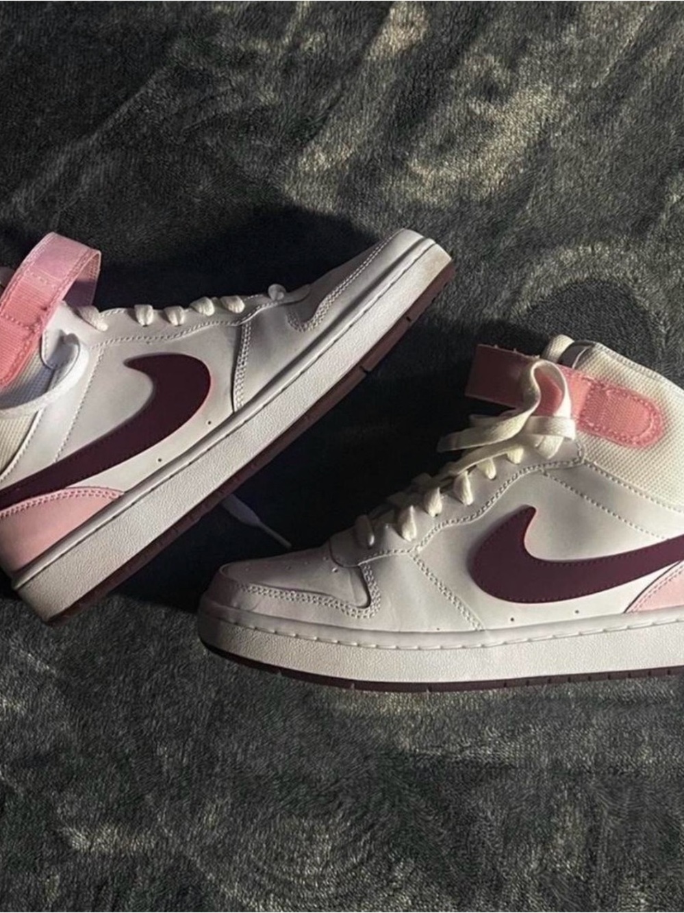 Nike Women’s High-Top Sneakers in White, Pink and Maroon